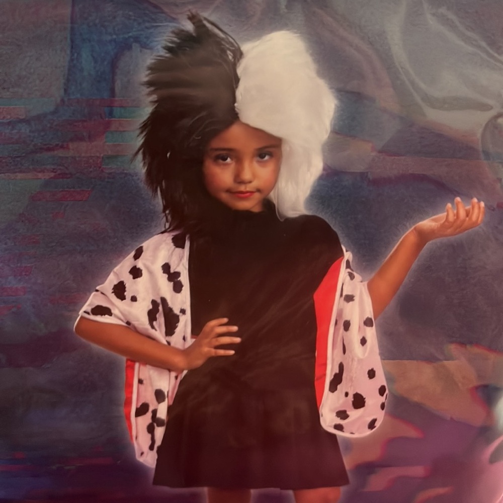 NWT Kids Cruella De Vil Halloween Costume Accessory Kit Wig & Stole - O/S